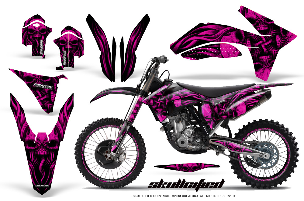 KTM C7 2011 SX-F Graphics Kit Skullcified Pink NP Rims